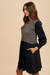 Annie Wear Tie Back Plaid Round Neck Mini Dress OutfitFlow